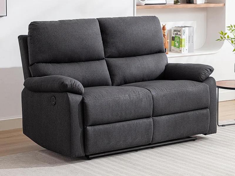 2-sits soffa med elektrisk relaxfunktion i antracitgrått tyg LUNANO