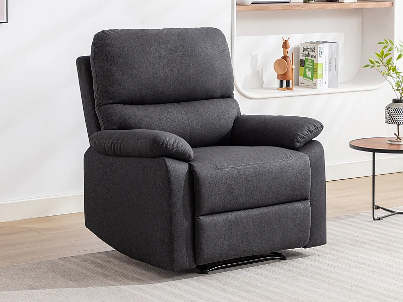 Fauteuil relax électrique en tissu gris anthracite LUNANO