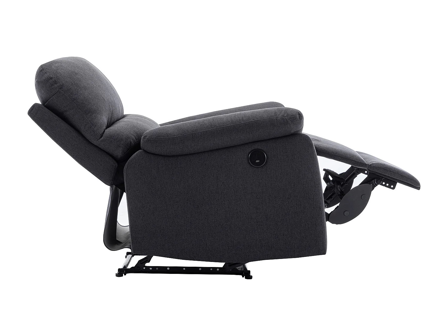 Elektrische relaxfauteuil van donkergrijze stof LUNANO