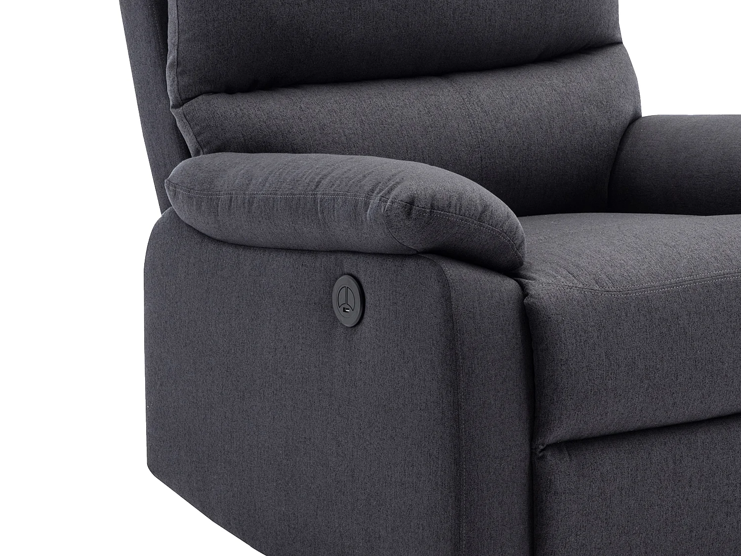 Elektrische relaxfauteuil van donkergrijze stof LUNANO