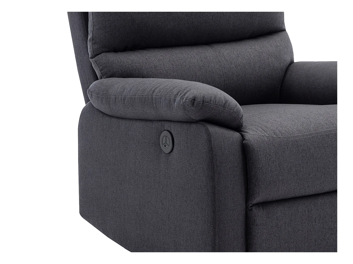 Elektrische relaxfauteuil van donkergrijze stof LUNANO
