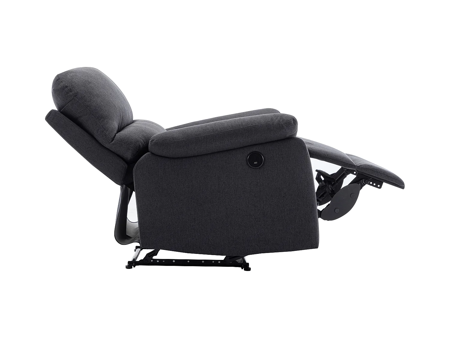 Elektrische relaxfauteuil van donkergrijze stof LUNANO