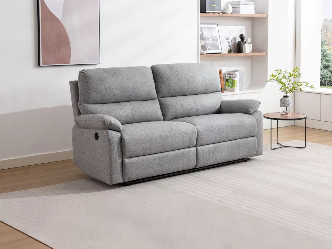 Kauf Unique Relaxsofa elektrisch 3-Sitzer - Stoff - hellgrau - LUNANO