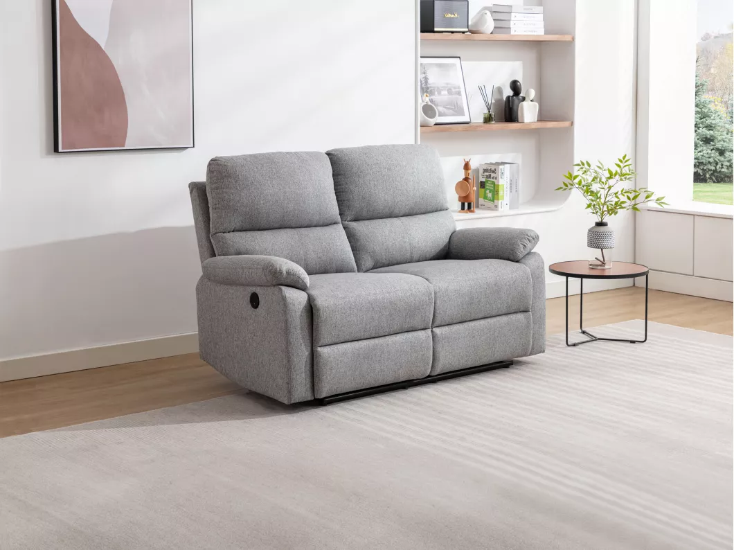 Kauf Unique Relaxsofa elektrisch 2-Sitzer - Stoff - hellgrau - LUNANO