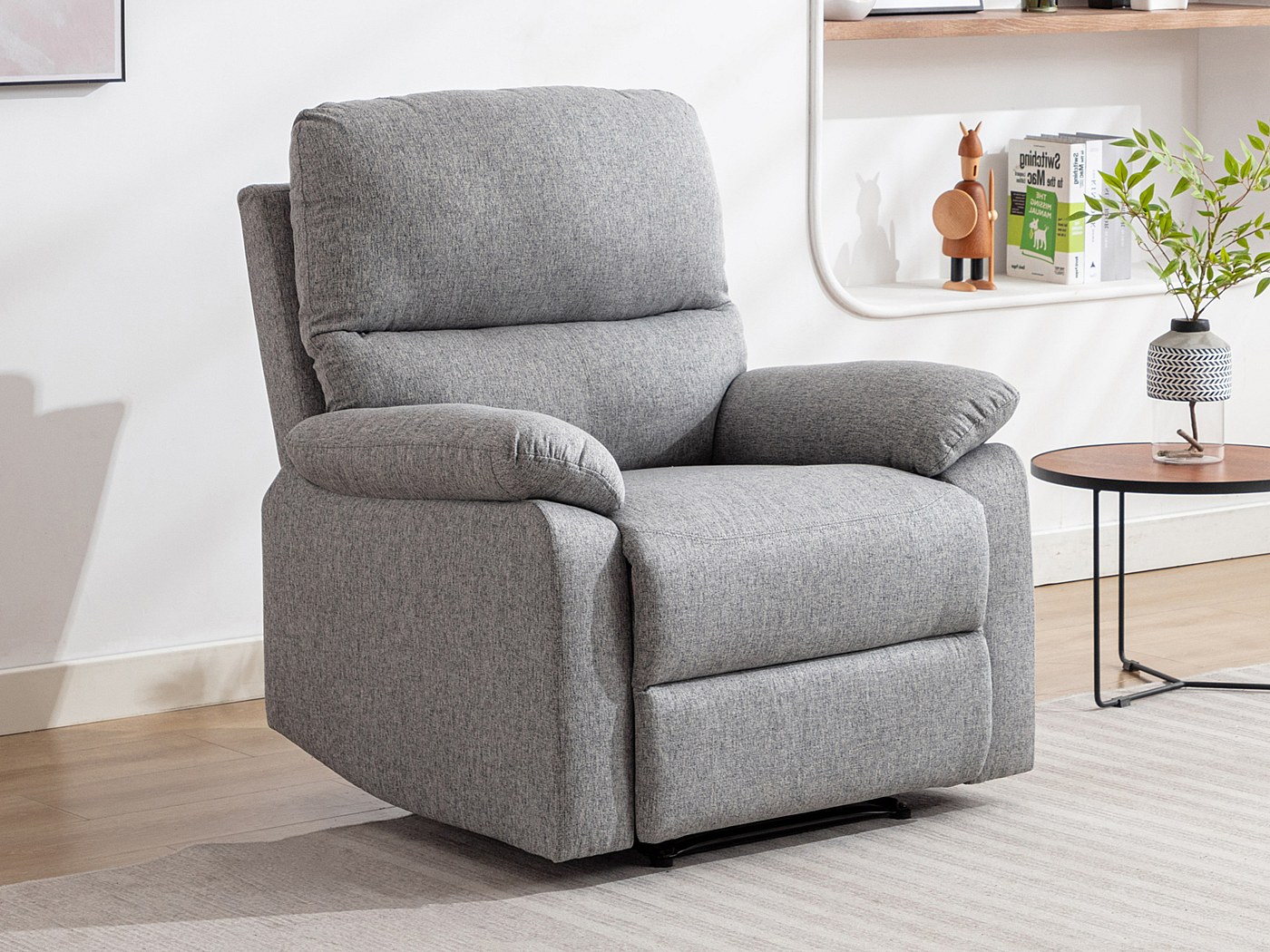 Fauteuil relax électrique SUNDY cuir et PU gris clair - Fauteuil