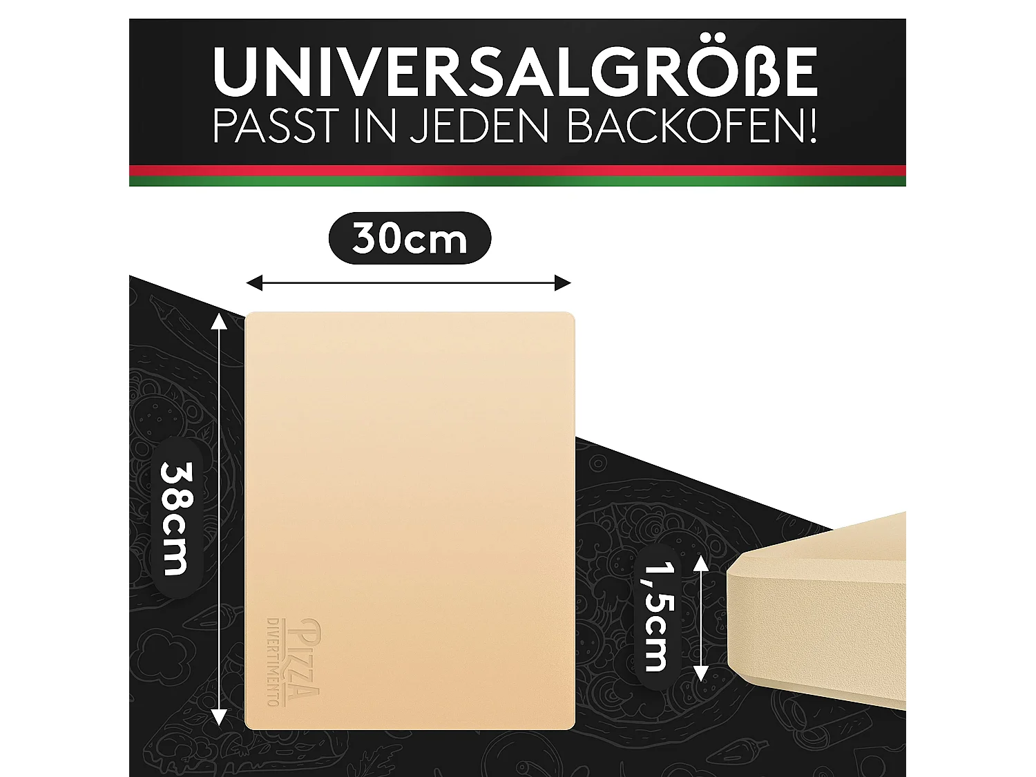 Pizza Divertimento - DAS ORIGINAL - Pizzastein für