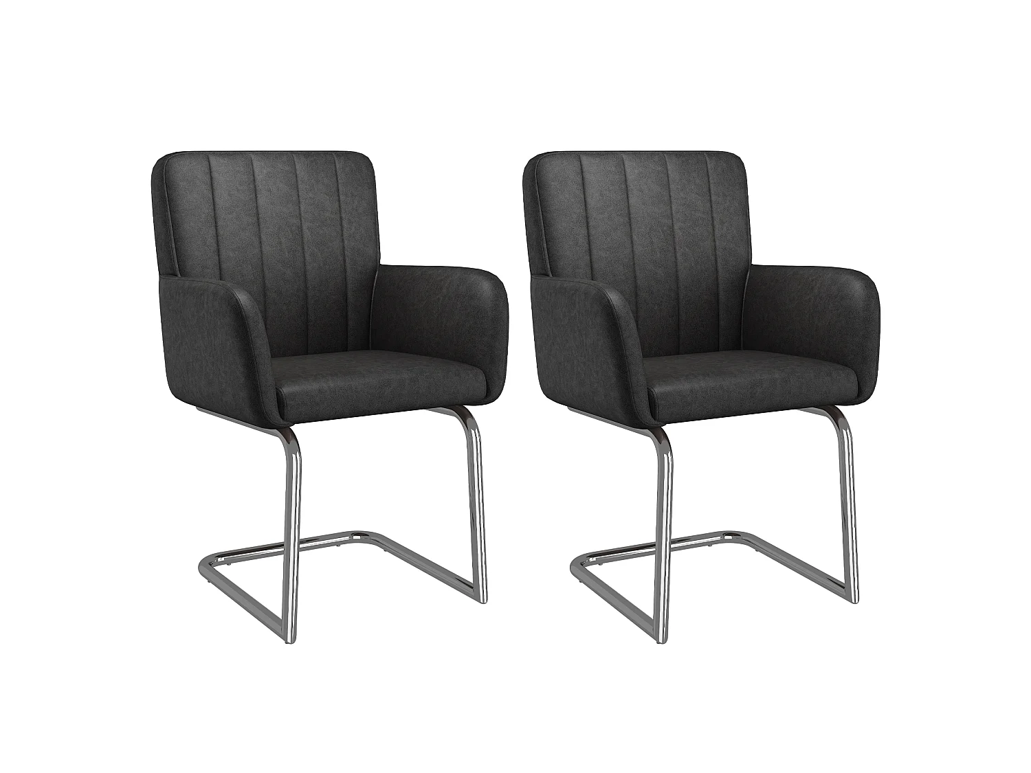 Lot de 2 Chaises cantilever rembourrées en similicuir - Noir