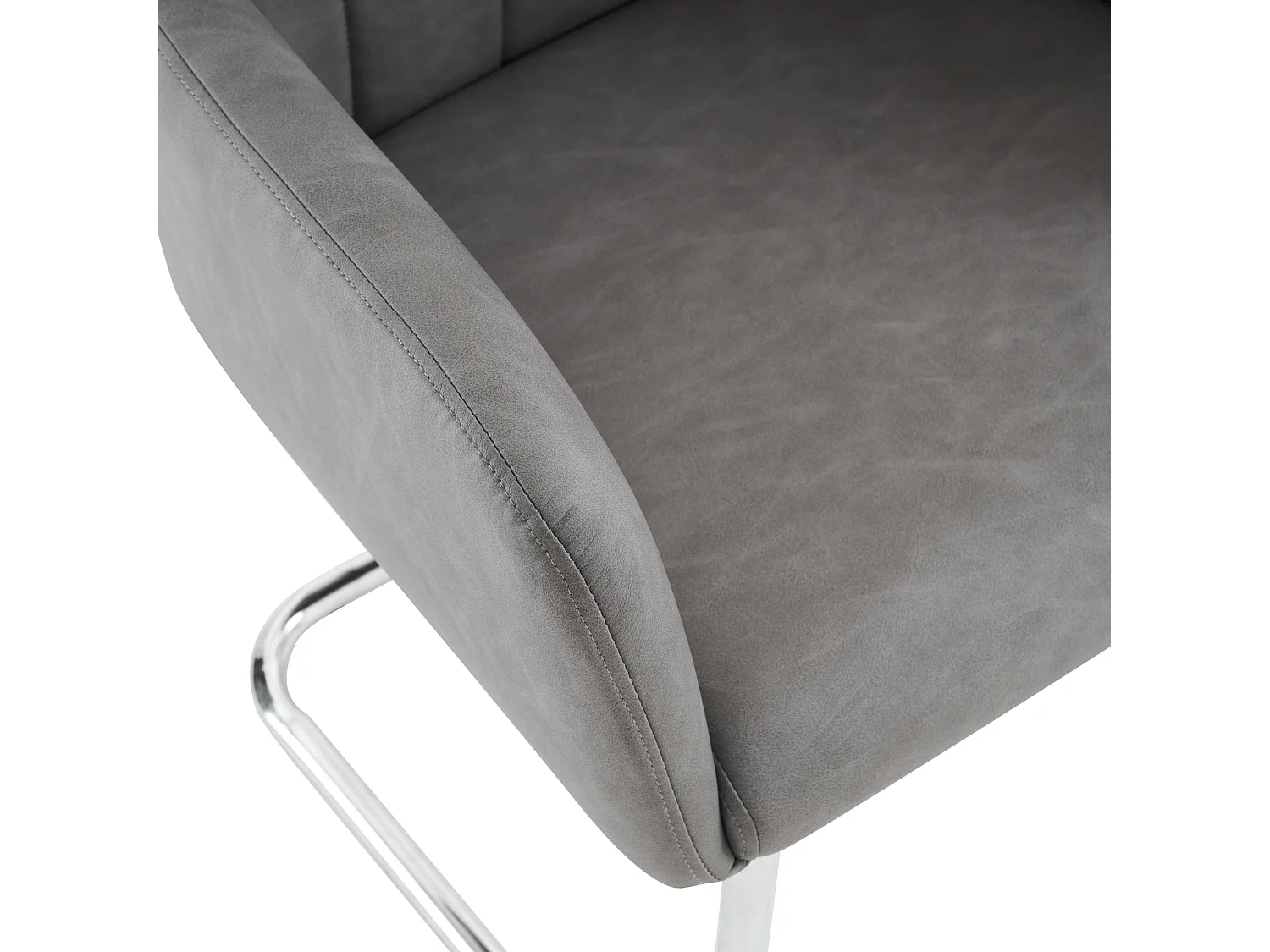 Lot de 2 Chaises cantilever rembourrées en similicuir - Gris