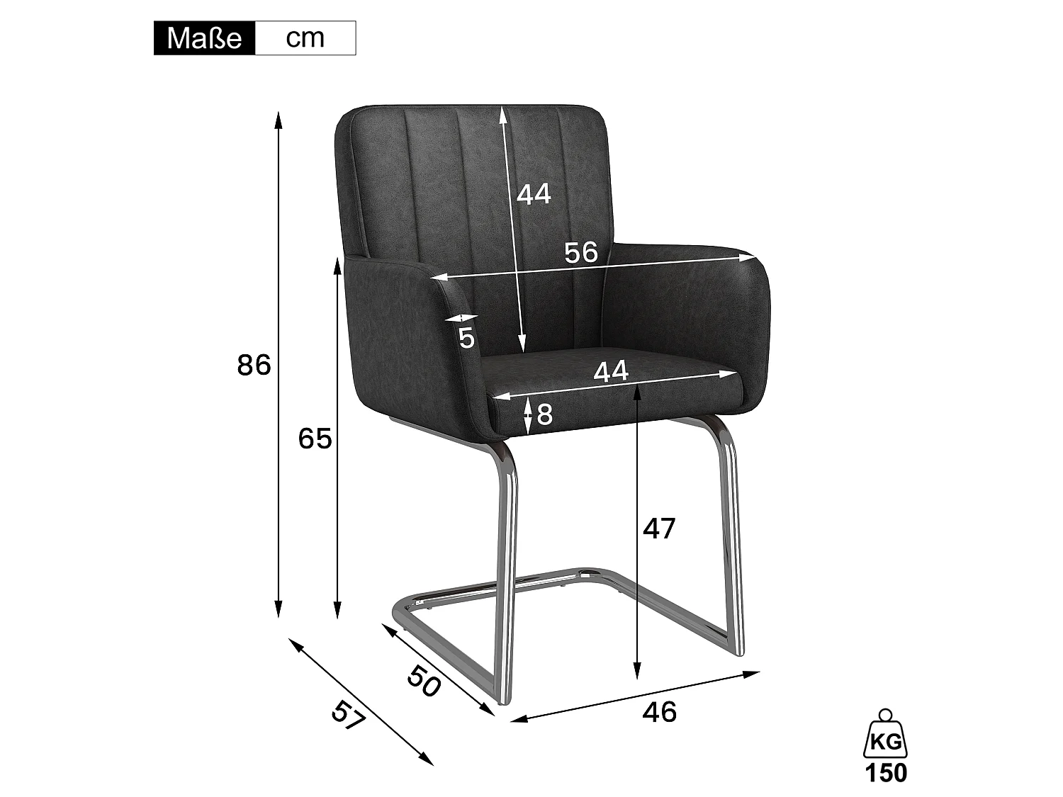 Set van 4 met kunstleer beklede sledestoelen - Zwart