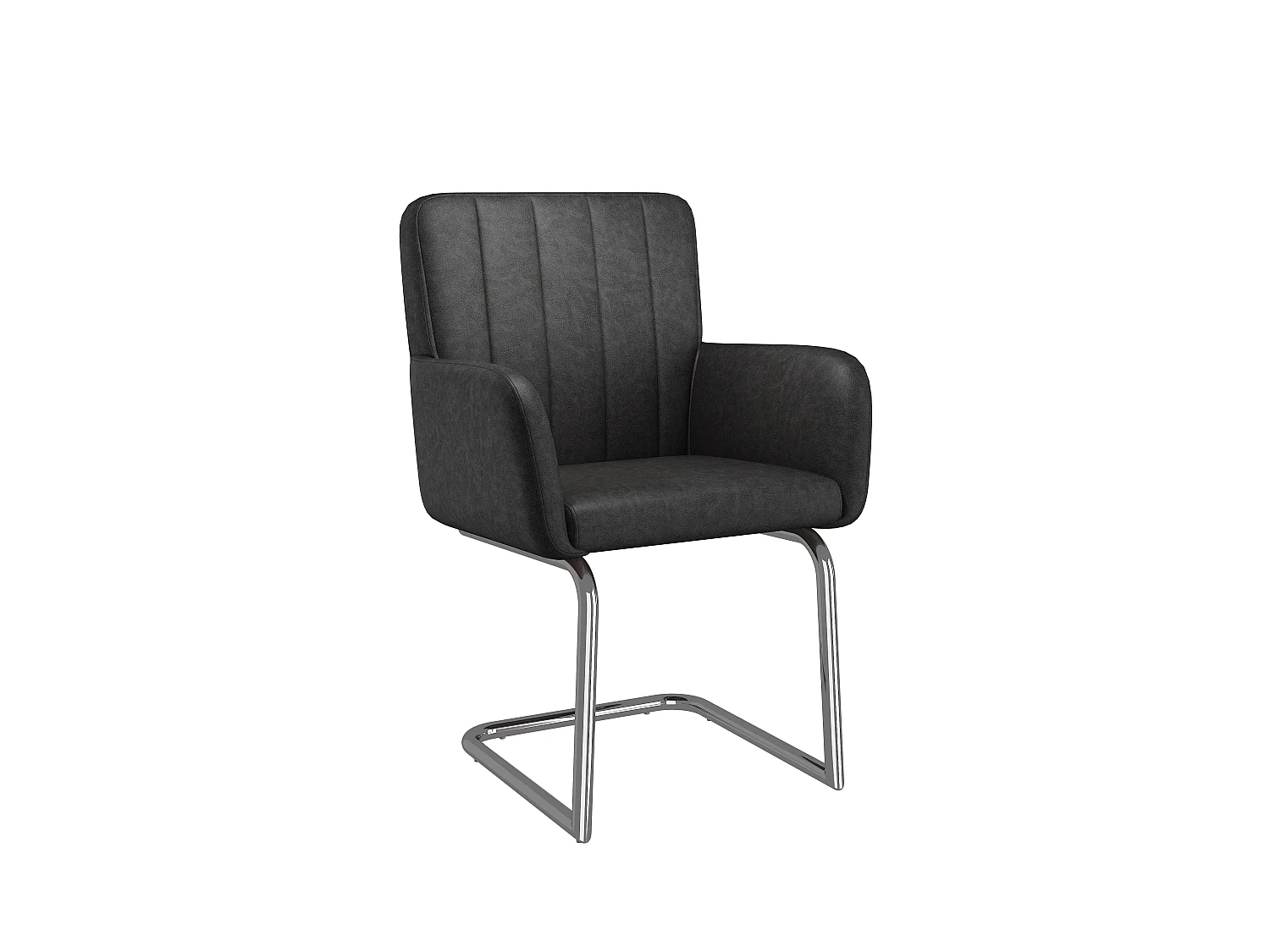 Set van 4 met kunstleer beklede sledestoelen - Zwart