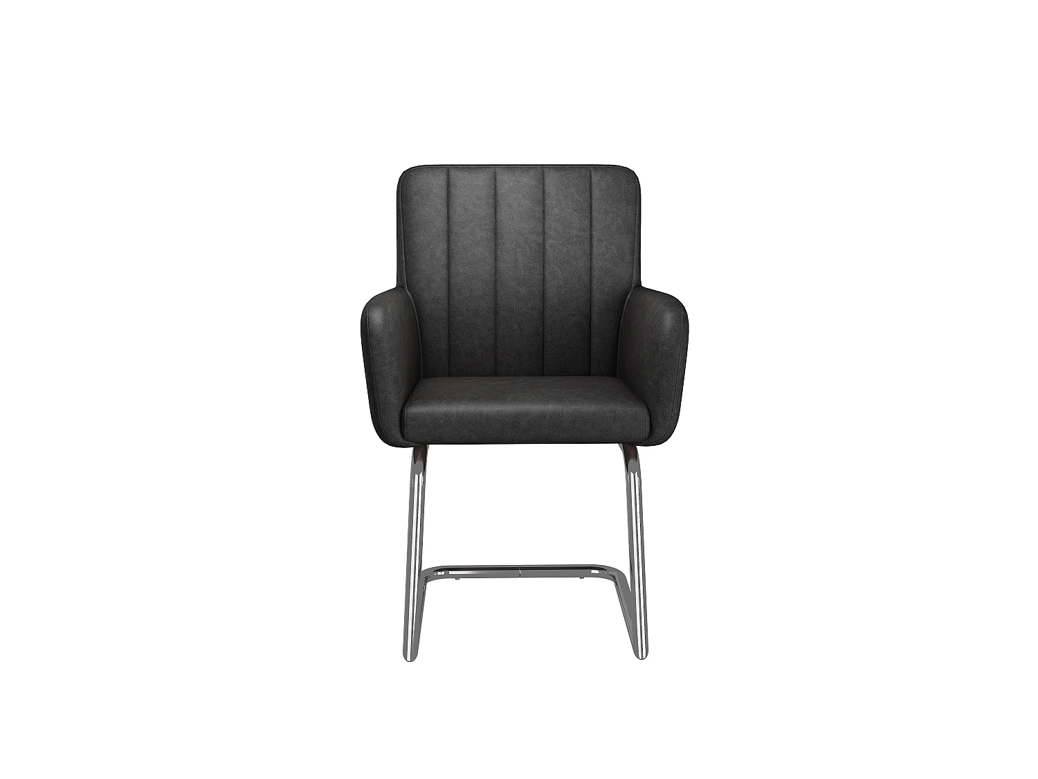 Set van 4 met kunstleer beklede sledestoelen - Zwart