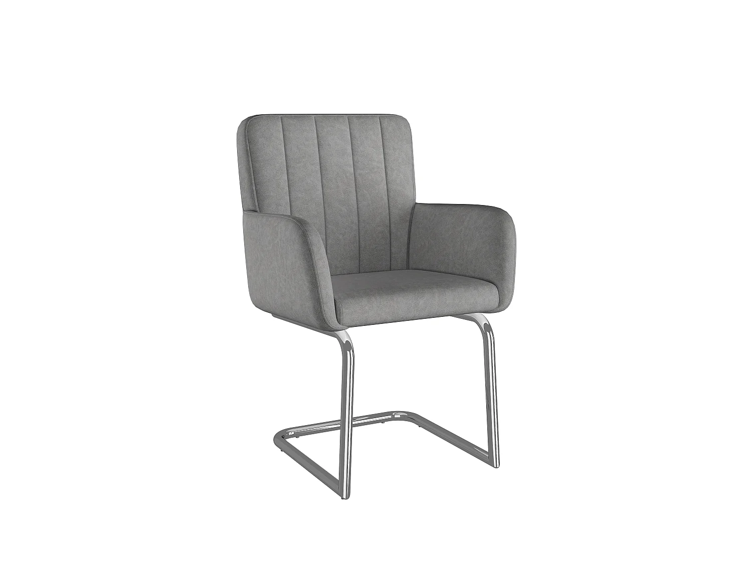 Lot de 4 Chaises cantilever rembourrées en similicuir - Gris