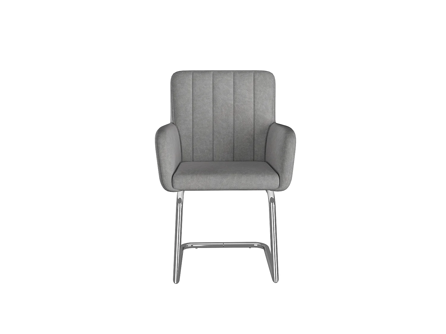 Lot de 4 Chaises cantilever rembourrées en similicuir - Gris