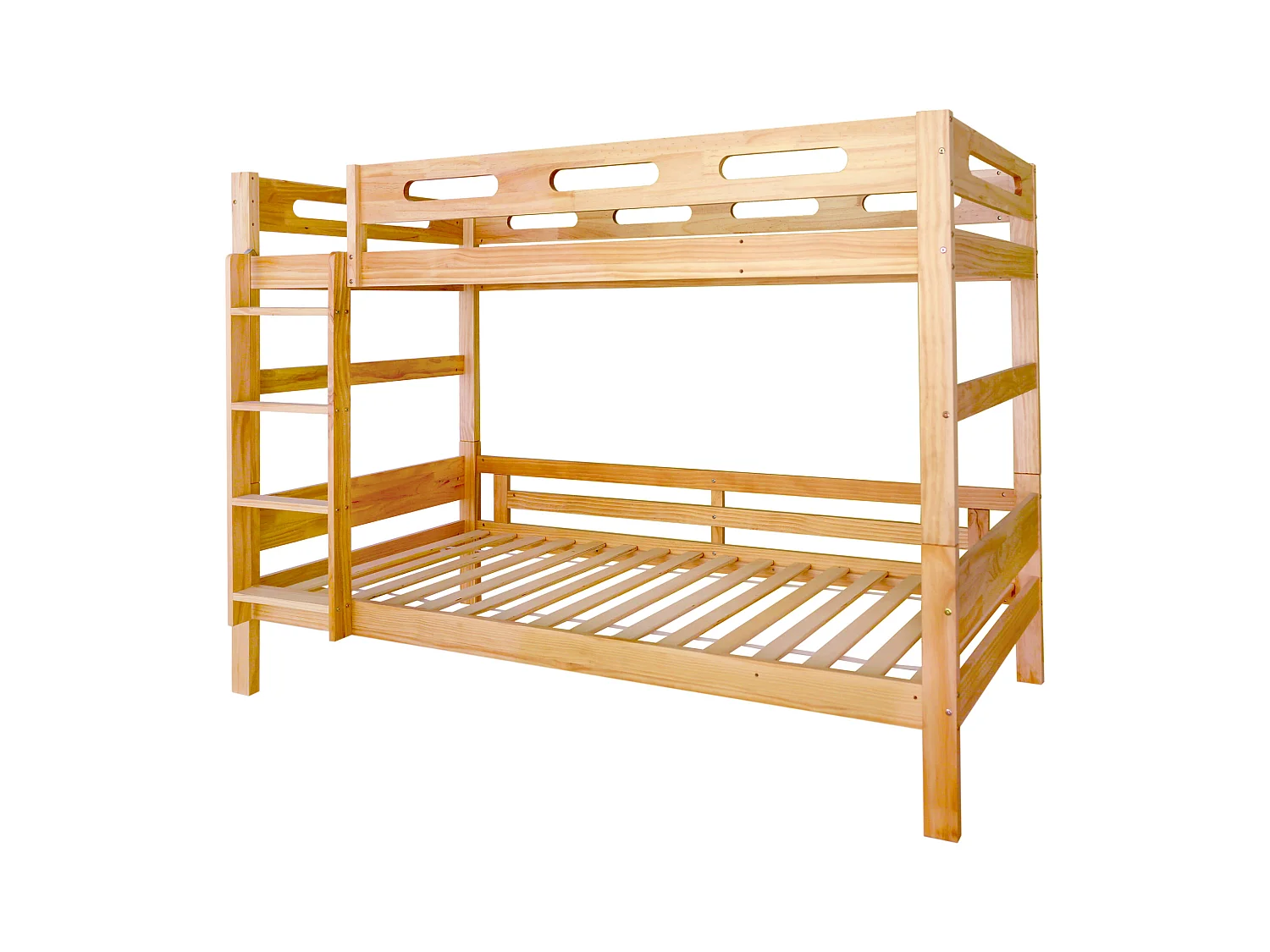 Stapelbed 90x200cm in massief grenen - deelbaar in 2 eenpersoonsbedden - Naturel