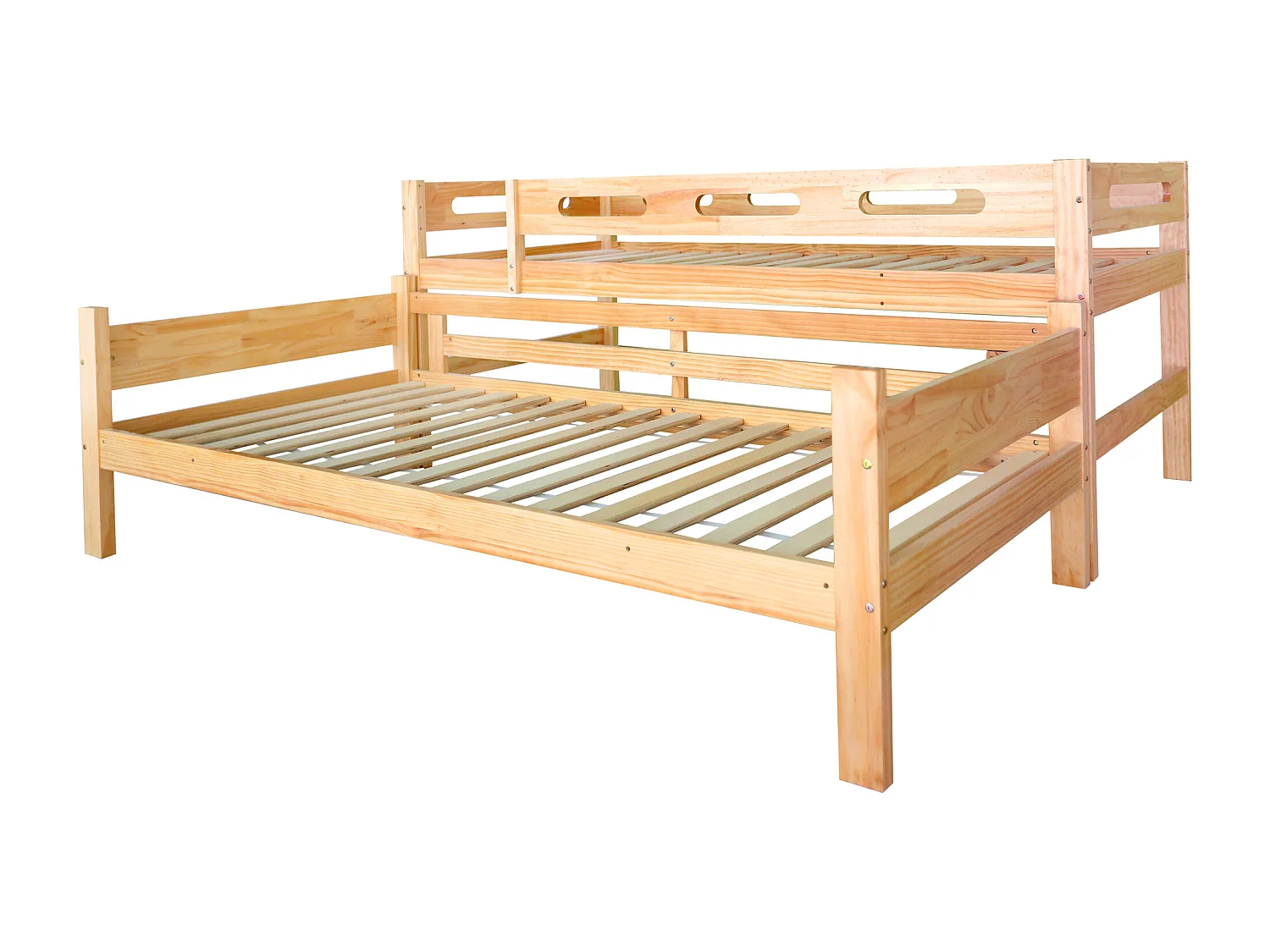 Lit superposé 90x200cm en pin massif - divisible en 2 lits simples - Naturel