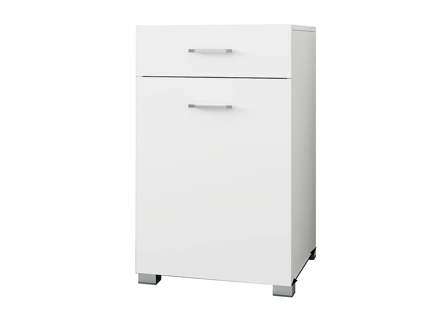 ML-Design Meuble Bas de Salle de Bain, Blanc, 50 x 78,5 x 45 cm,  avec 1 Tiroir et 1 Panier à Linge, MDF Mélaminé