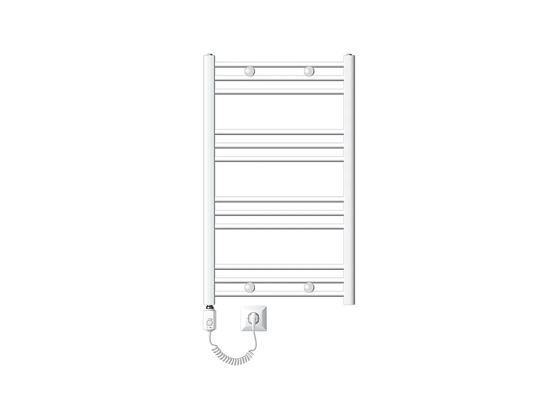 Radiateur Électrique de Salle de Bain Sahara 600x800 mm Blanc Raccord Latéral Droit