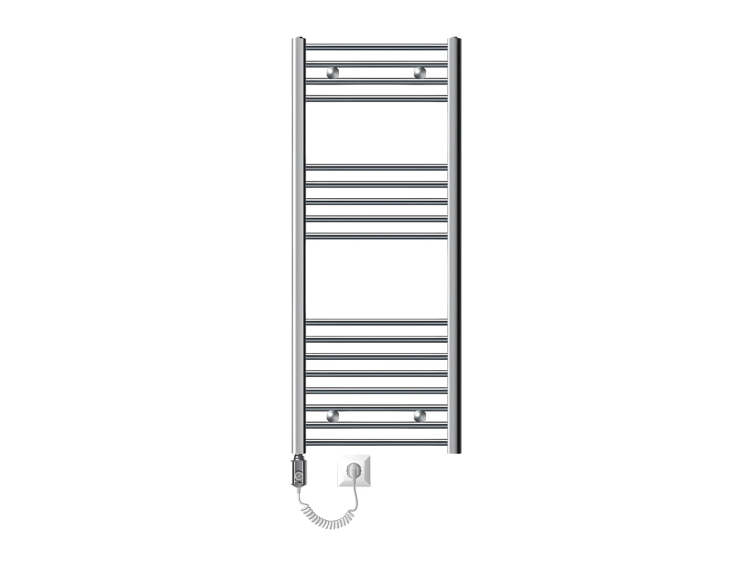 Sèche-serviettes électrique Sahara 500x1200 mm Chromé Connexion latérale incurvée et tige chauffante 900W