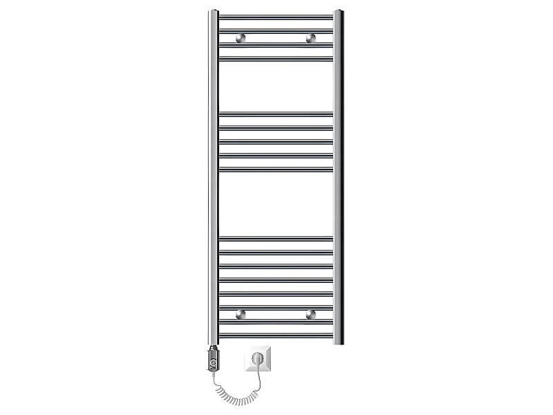 Sèche-serviettes électrique Sahara 500x1200 mm Chromé Connexion latérale incurvée et tige chauffante 900W