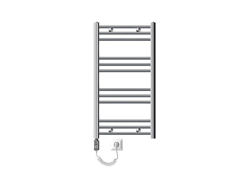 Radiateur électrique pour salle de bain Sahara 500x800 mm chromé raccord latéral courbé &amp; thermoplongeur 600W