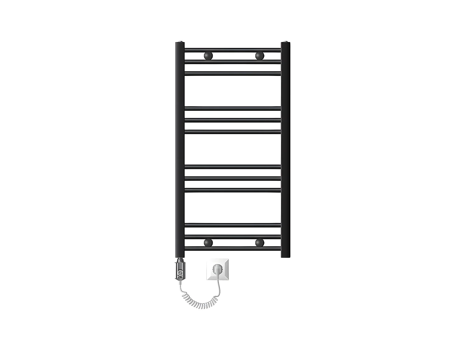 Radiateur électrique pour salle de bain Sahara 500x800 mm Anthracite Raccord latéral courbé