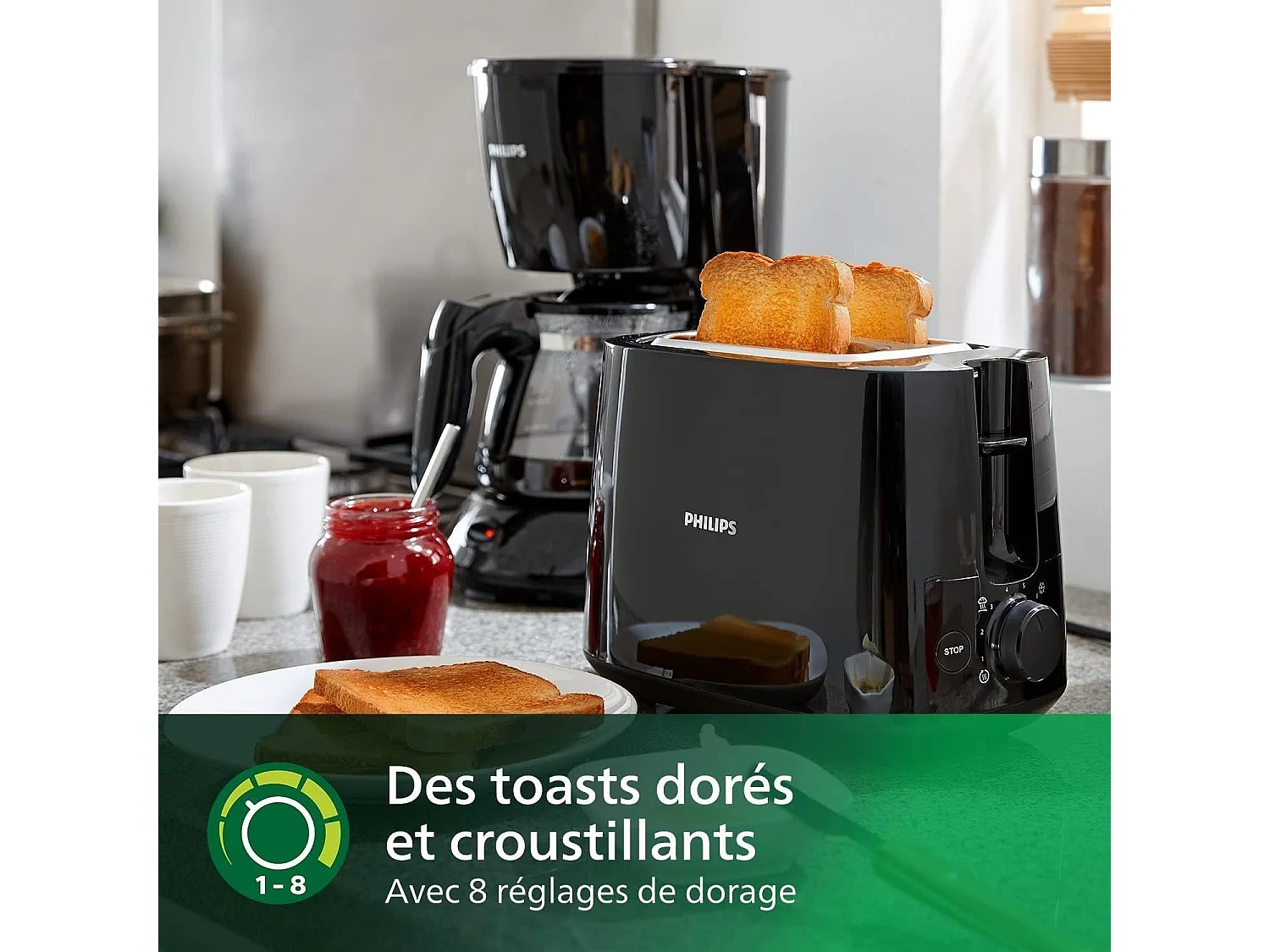 Tostapane Philips Daily Collection HD2581/90 Griglia Scaldabrioche 8 Impostazioni 900 W Nero