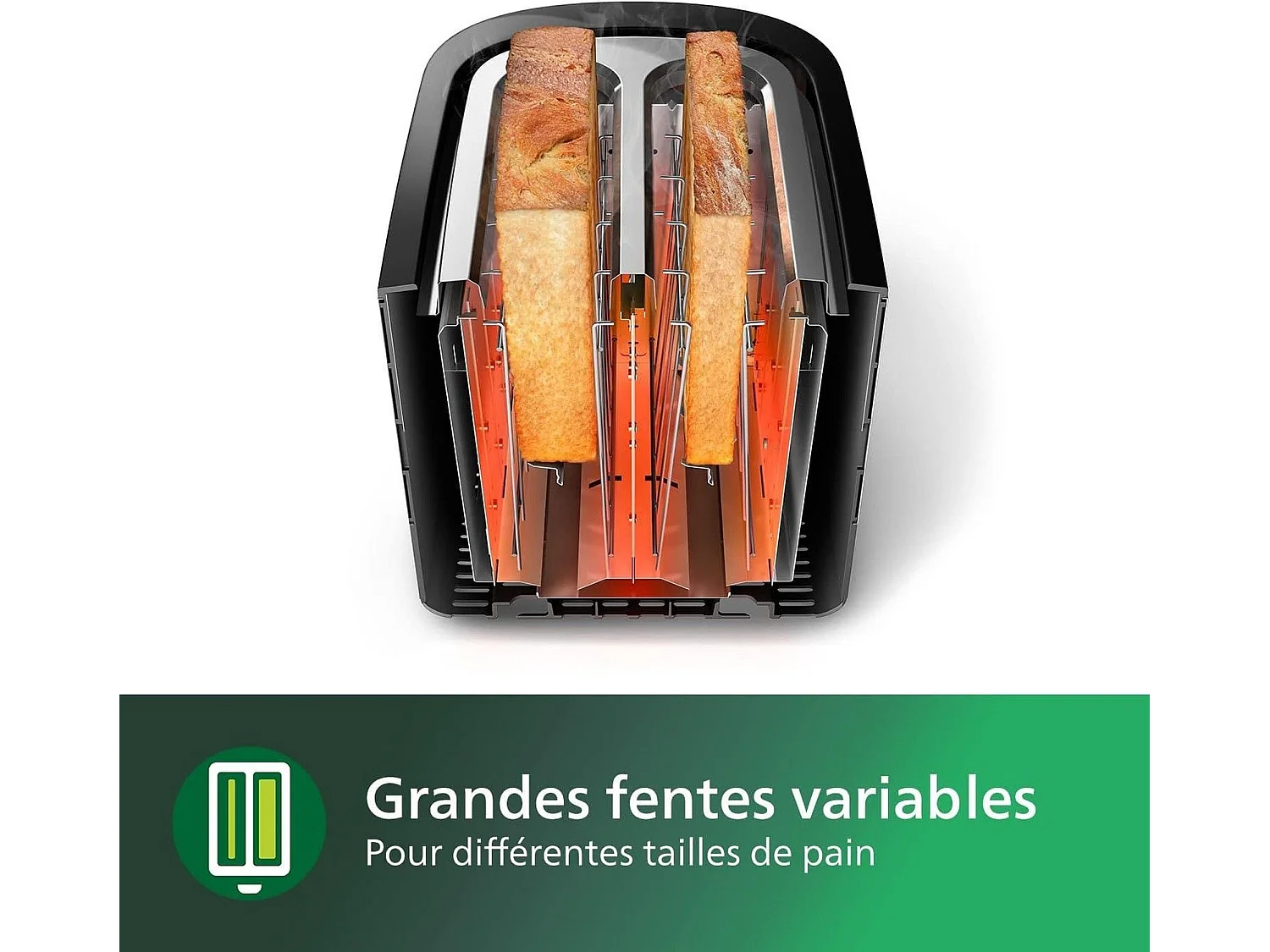 Philips Grille-pains 2 fentes 830w noir - HD2581/90