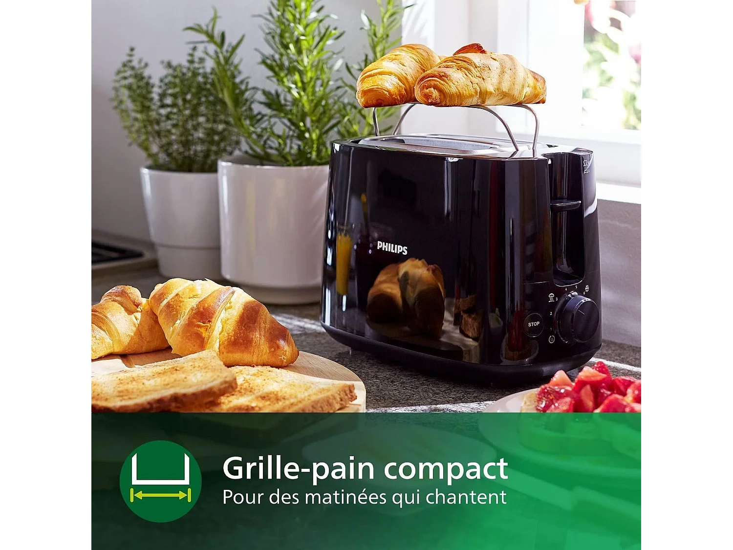 Philips Grille-pains 2 fentes 830w noir - HD2581/90