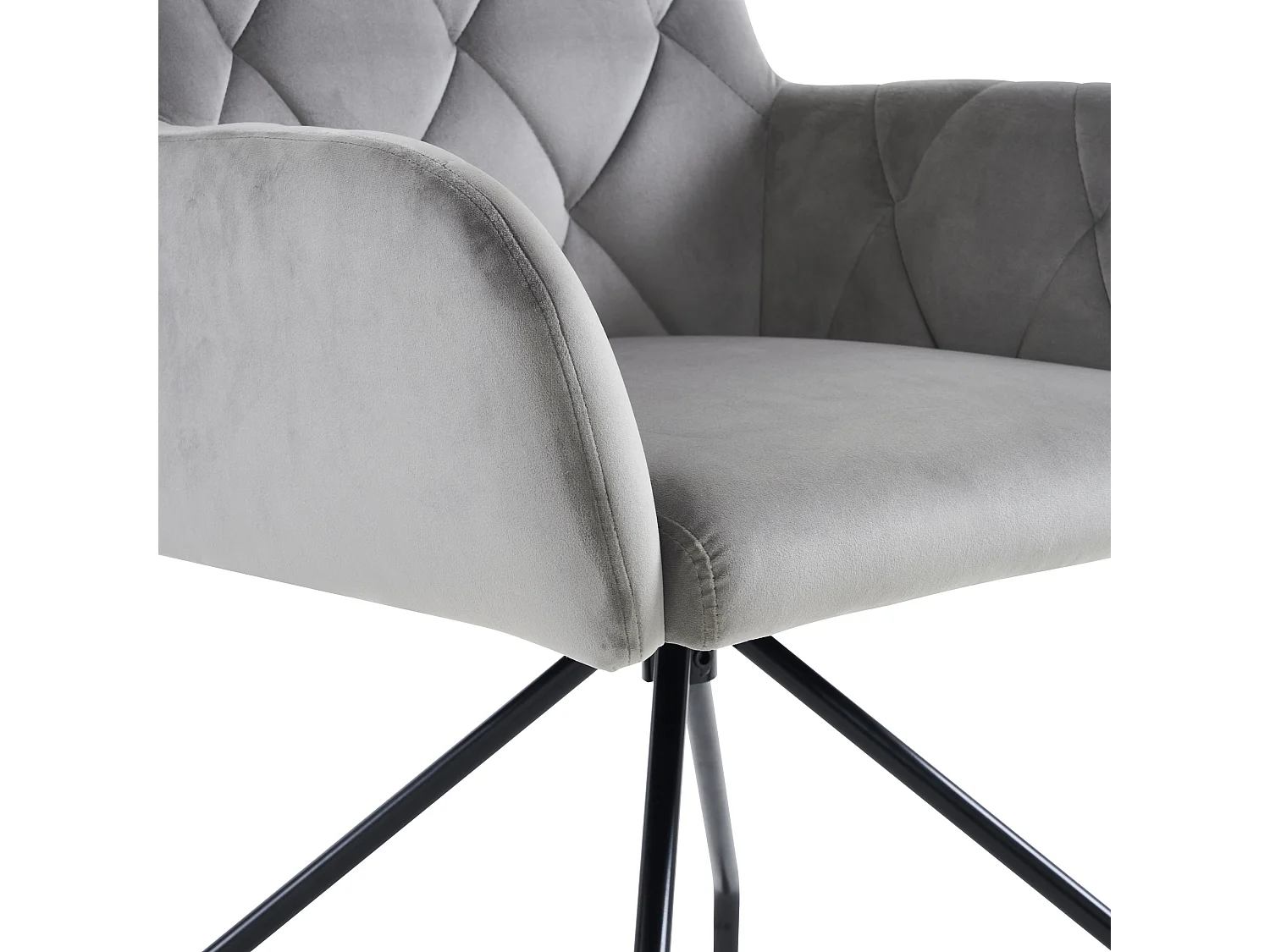 Lot de 6 Chaises rembourrées en velours avec pieds en métal - Gris clair