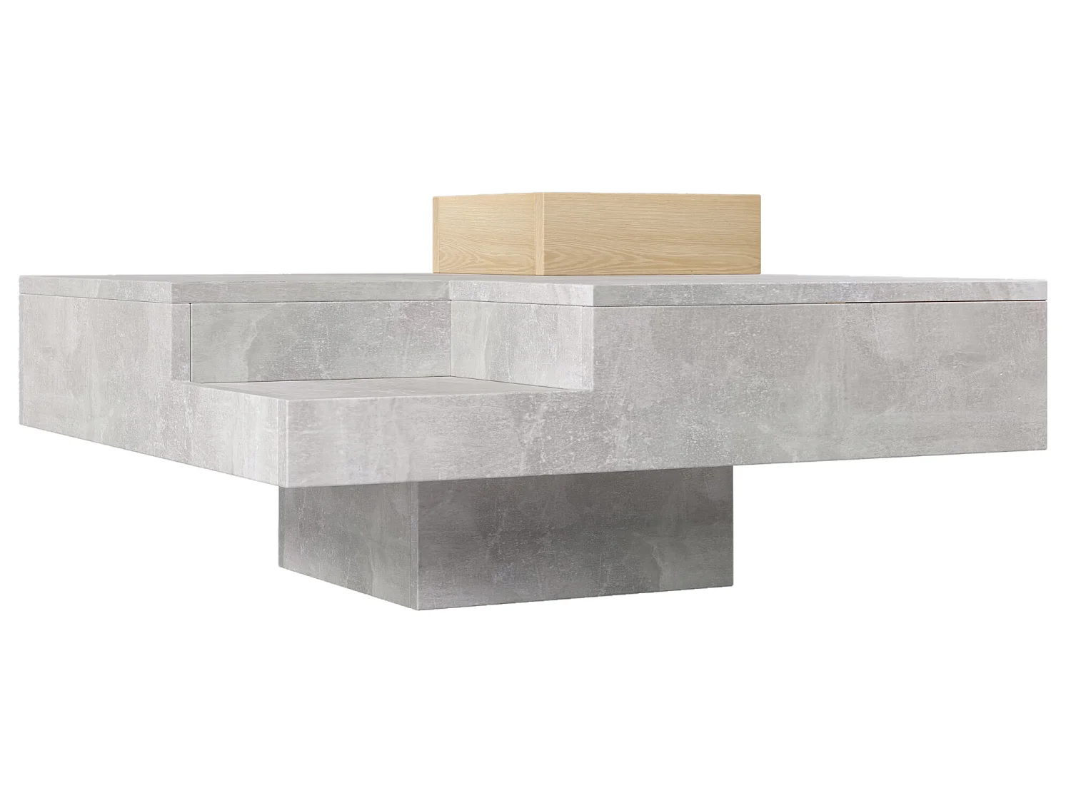 Table basse carrée avec une coffre amovible de rangement - Gris clair