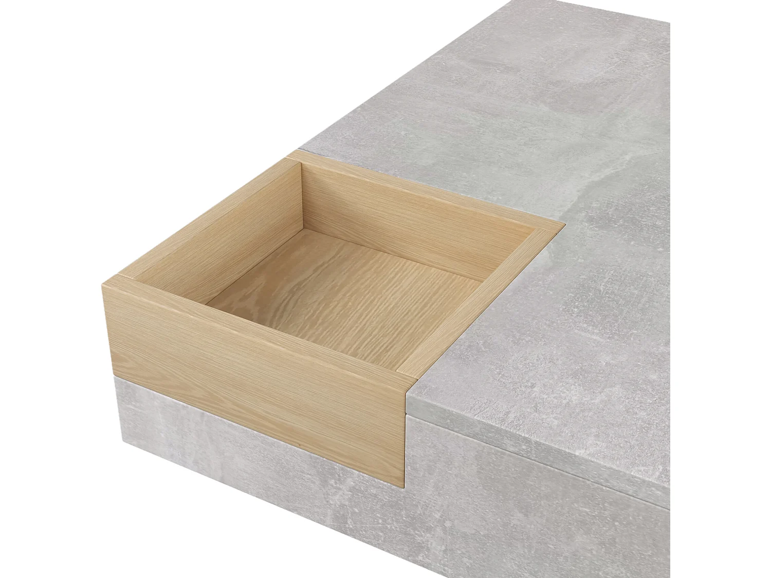 Table basse carrée avec une coffre amovible de rangement - Gris clair