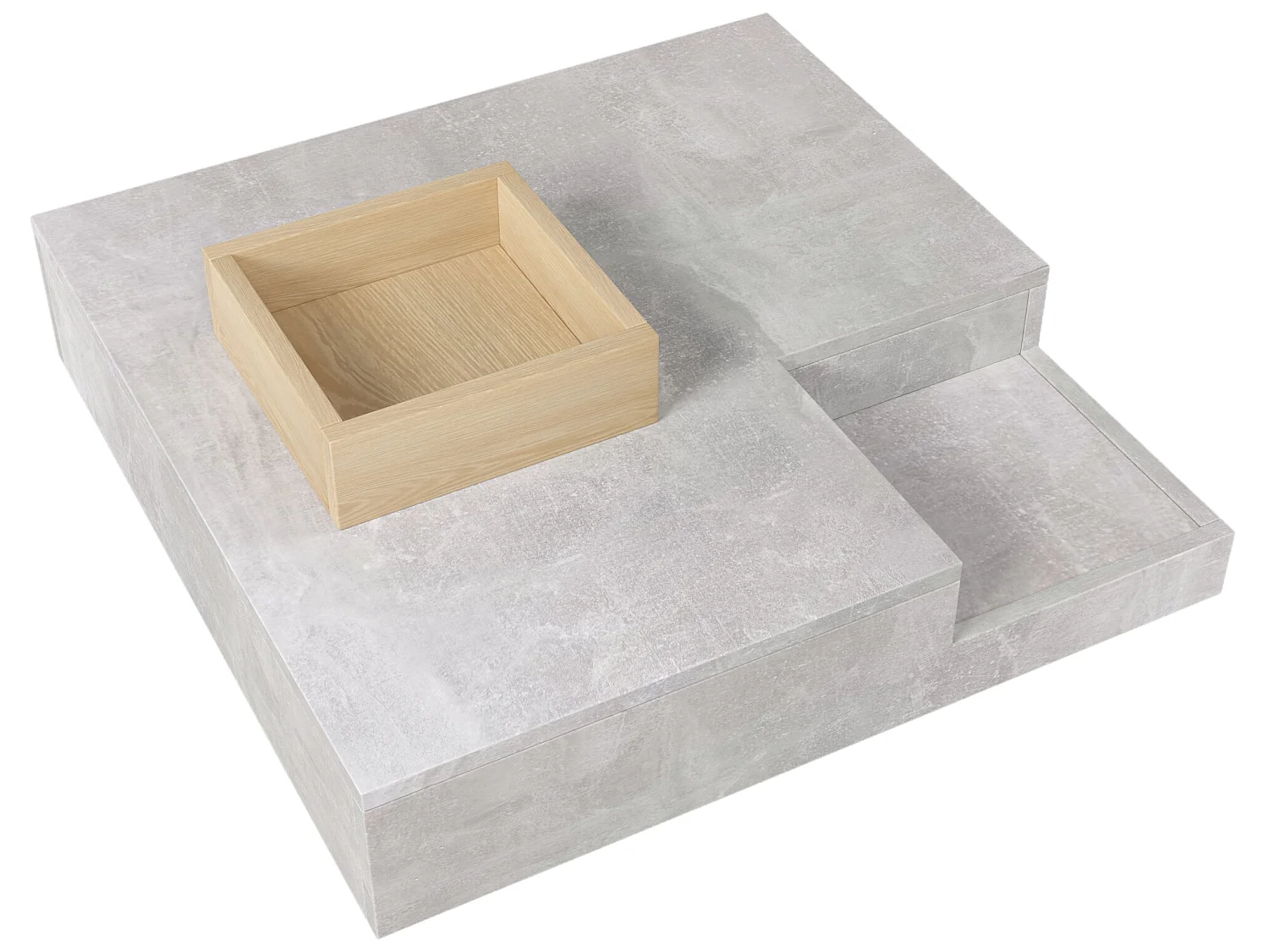 Table basse carrée avec une coffre amovible de rangement - Gris clair
