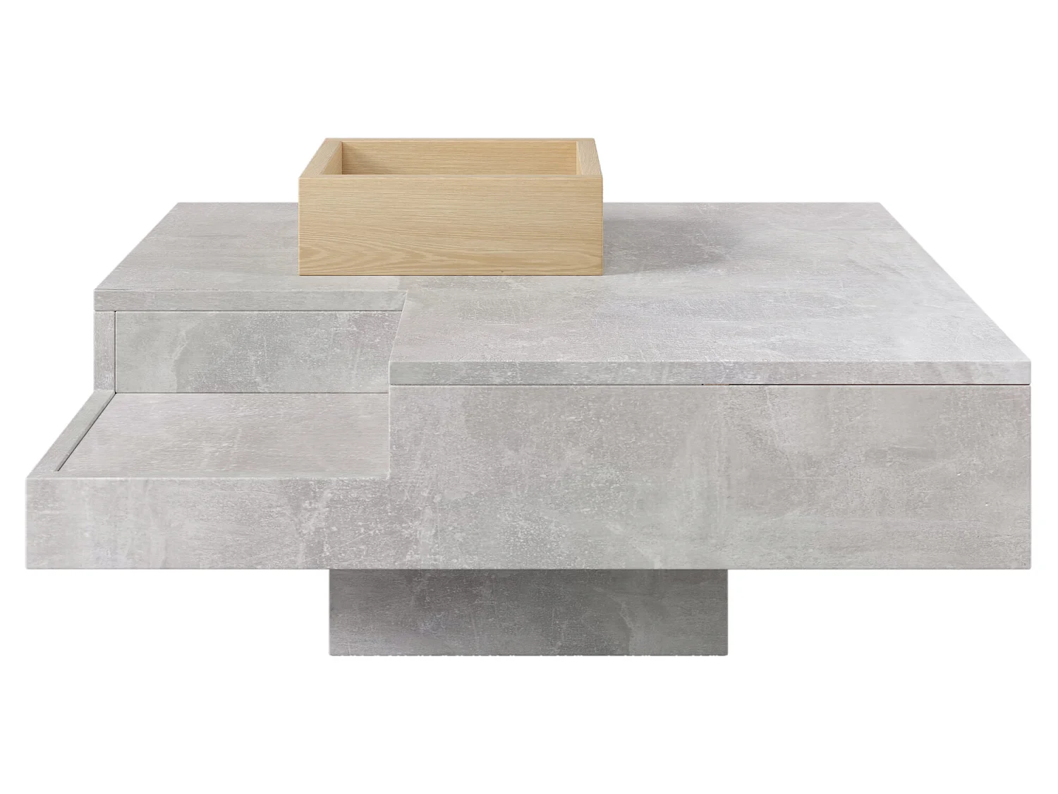 Table basse carrée avec une coffre amovible de rangement - Gris clair