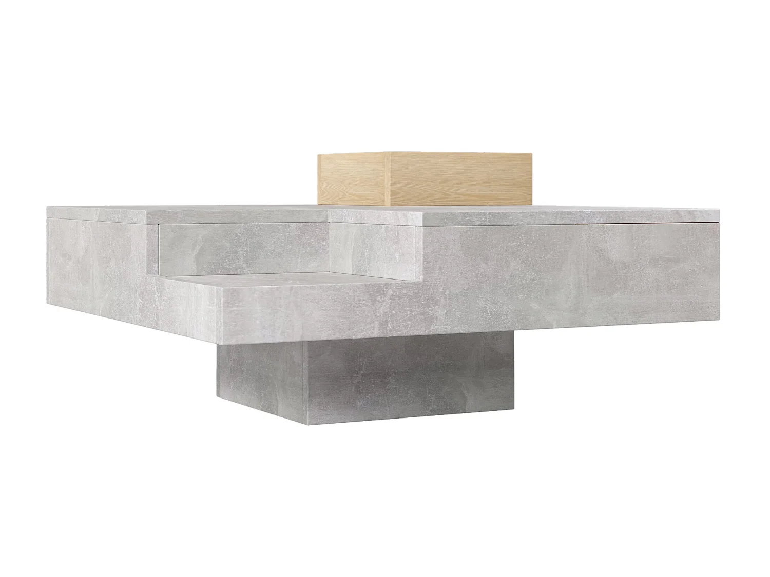 Mesa de centro cuadrada con caja de almacenamiento extraíble - Gris claro