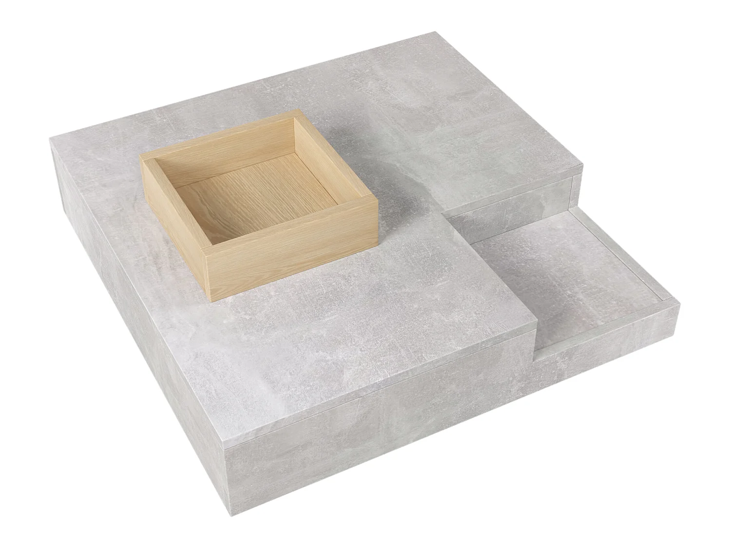 Mesa de centro cuadrada con caja de almacenamiento extraíble - Gris claro