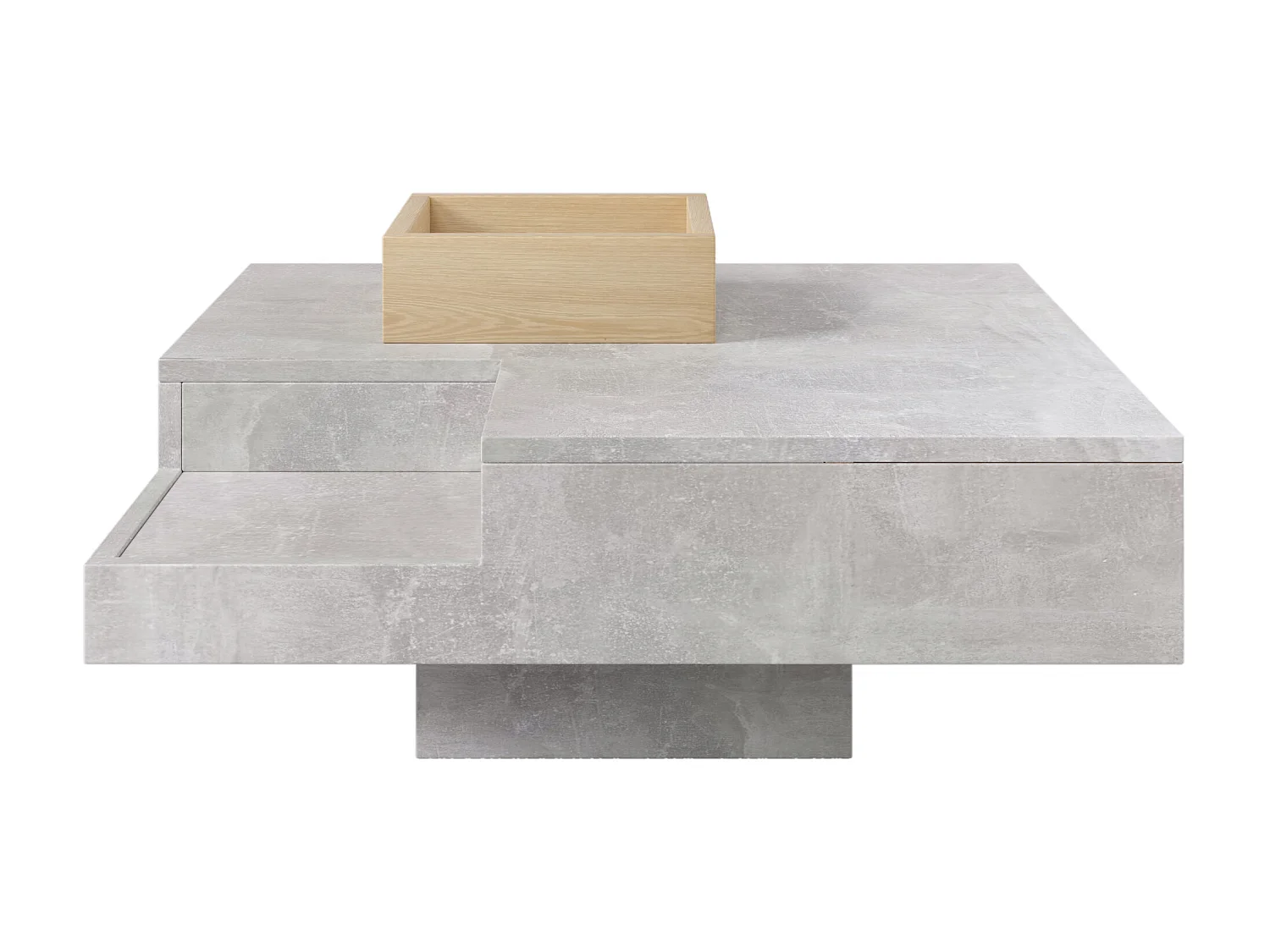 Mesa de centro cuadrada con caja de almacenamiento extraíble - Gris claro