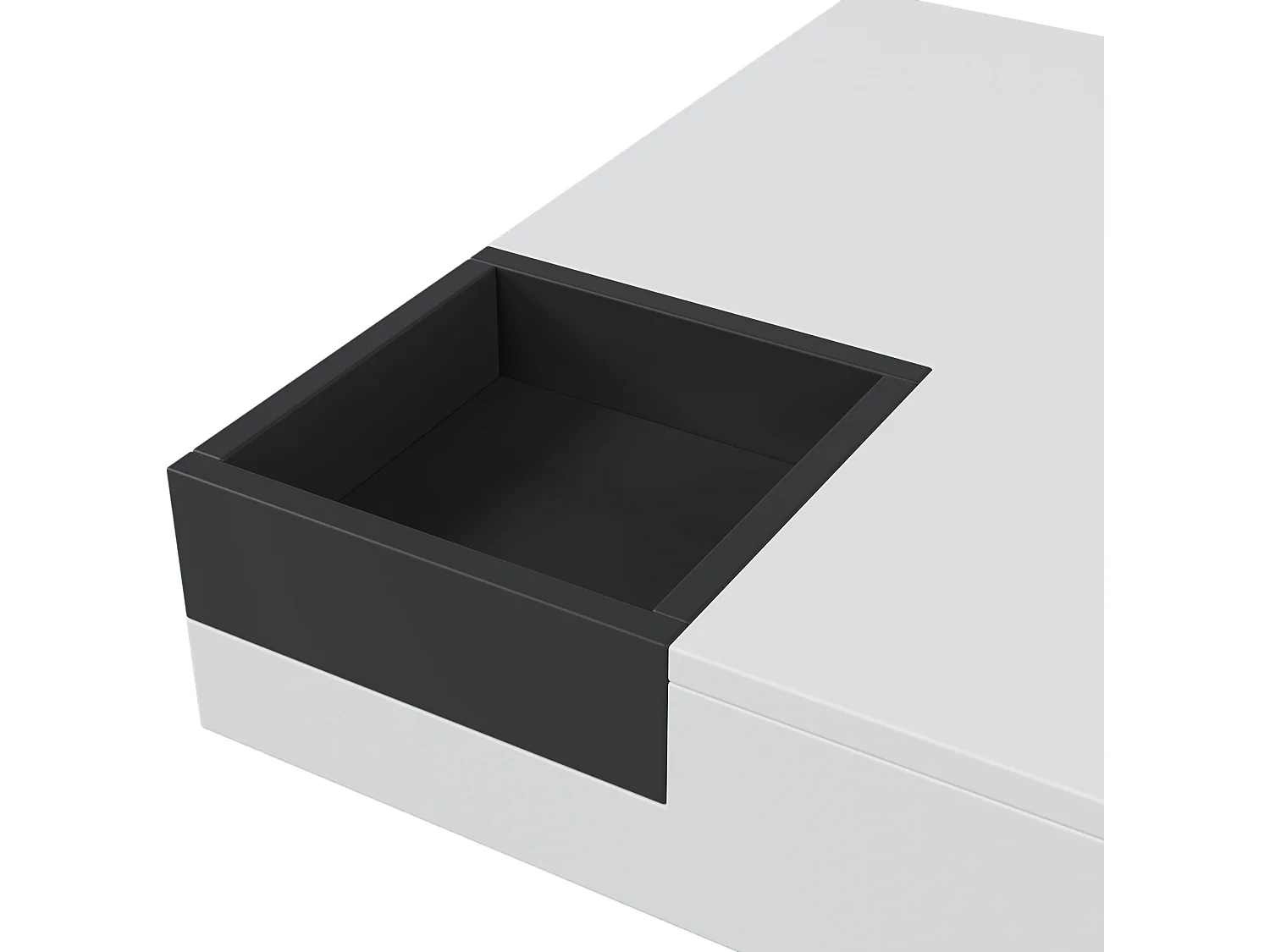 Table basse carrée avec une coffre amovible de rangement - lumières LED en bas - Blanc