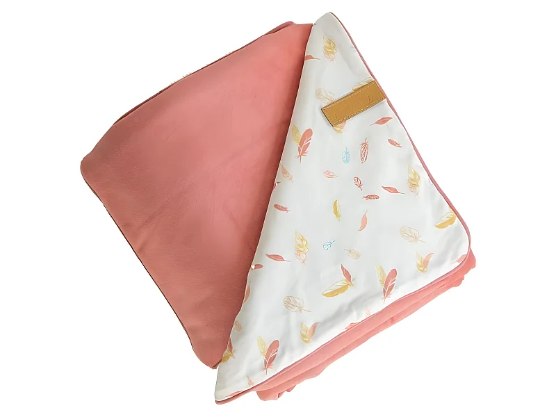 DOMIVA Couverture Happy - Microfibre 100% Polyester - Blanc/Corail/Jaune - 75 x 100 cm