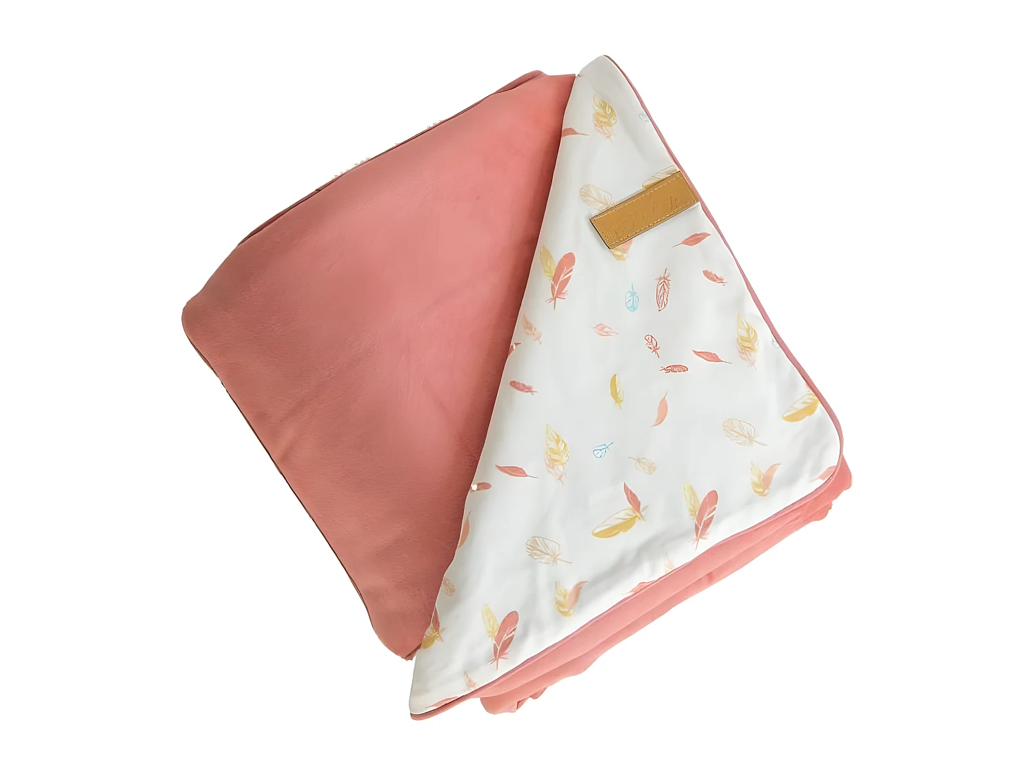 DOMIVA Couverture Happy - Microfibre 100% Polyester - Blanc/Corail/Jaune - 75 x 100 cm