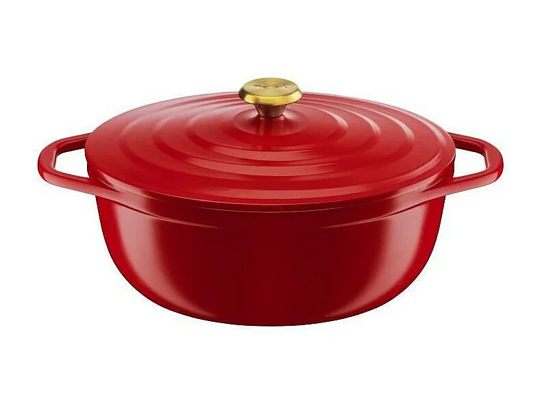 TEFAL E2548904 Air cocotte légere ovale 30x23 cm, fonte d'aluminium rouge, tous feux dont induction