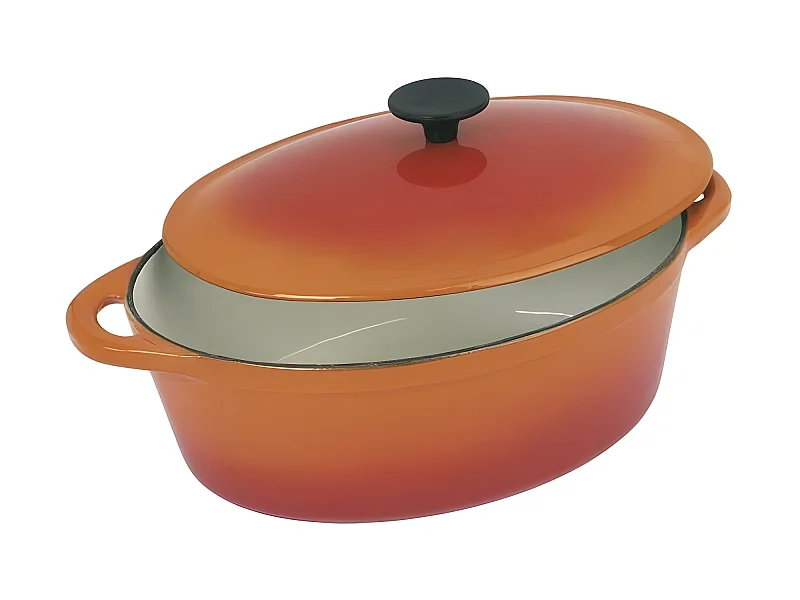 Ovaler Schmortopf aus emailliertem Gusseisen – 37 cm – 9 l – Orange