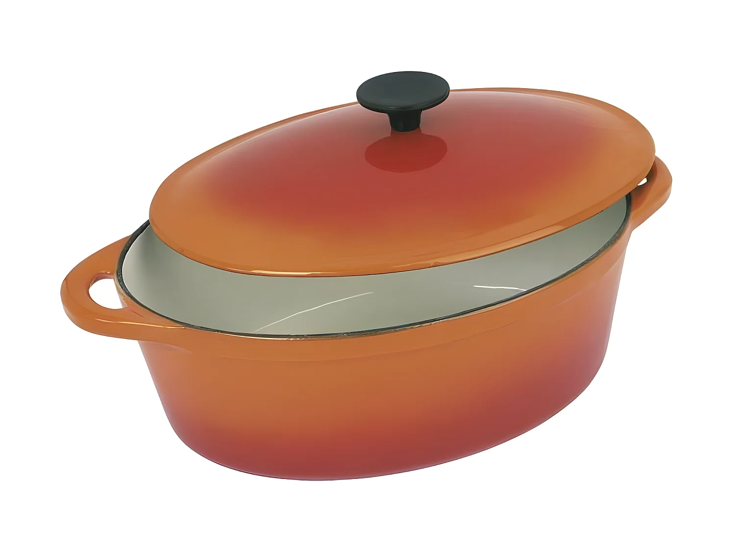 Ovaler Schmortopf aus emailliertem Gusseisen – 37 cm – 9 l – Orange