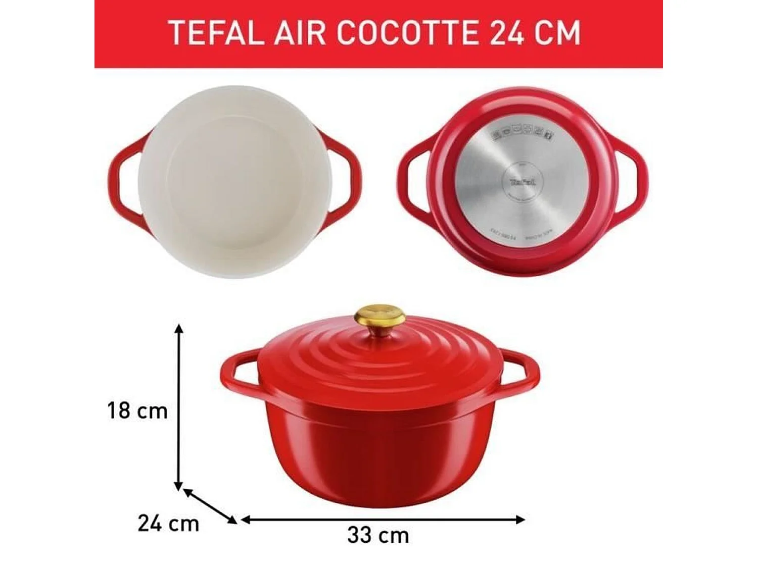 Cazuela Air 24 cm aluminio fundido rojo
