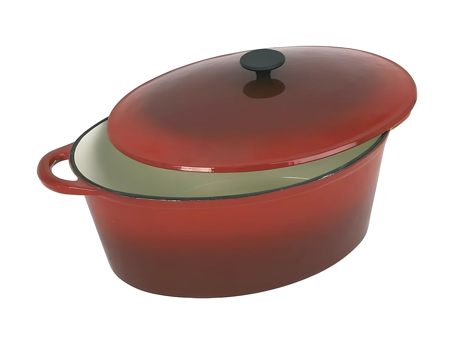 CREALYS GRAND CHEF Cocotte ovale en fonte dacier emaillee - L 37 cm - 9 L - Rouge - Tous feux dont induction