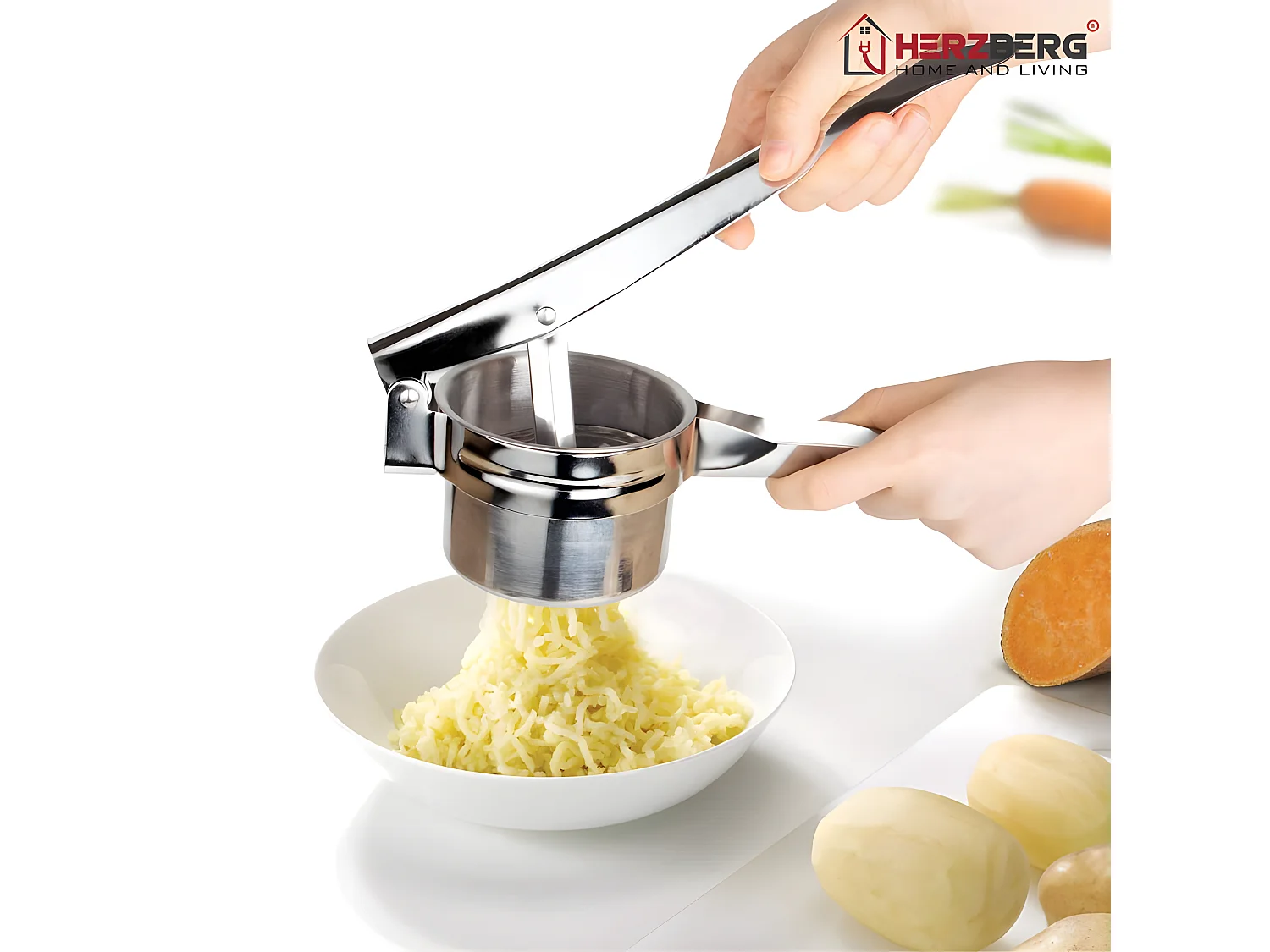 Rallador de patatas de acero inoxidable Herzberg - Rápido y fácil de usar