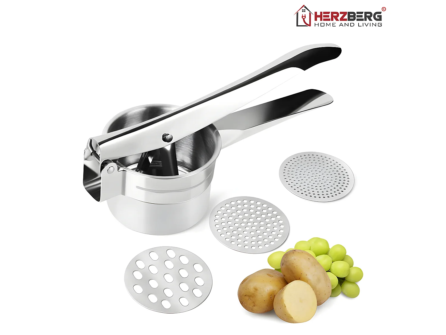 Rallador de patatas de acero inoxidable Herzberg - Rápido y fácil de usar