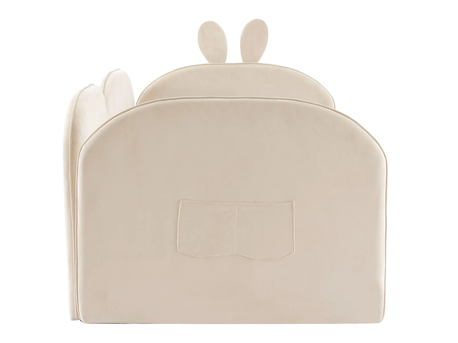 Lit enfant rembourré en velours - 2 lits simples 90x200cm - tête de lit en forme de lapin - avec sommier à lattes - Beige