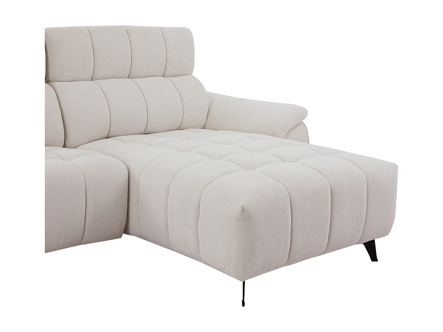 Canapé d'angle droit relax électrique en tissu texturé beige CELTIMO