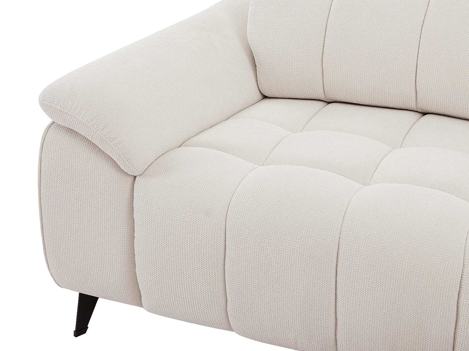 Canapé d'angle droit relax électrique en tissu texturé beige CELTIMO