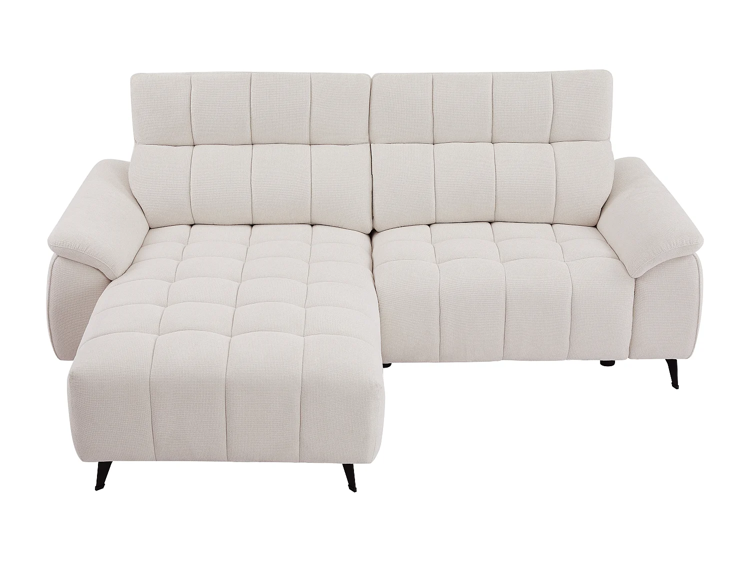 Eckrelaxsofa elektrisch - Ecke links - Strukturstoff - Beige - CELTIMO